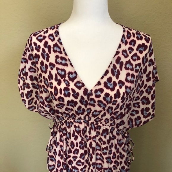 A New Day leopard purple printed midi maxi‎ dress size Small tie waist boho - Picture 3 of 13